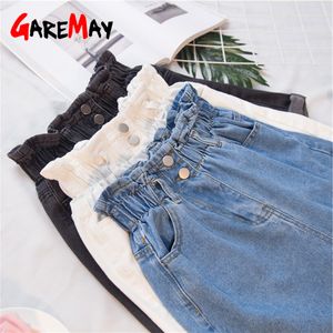 Kadın Denim Şort Büyük Boy Yaz 5XL Yüksek Bel Elastik Harem Fırfır Kot Kadınlar Için XXXL 210428