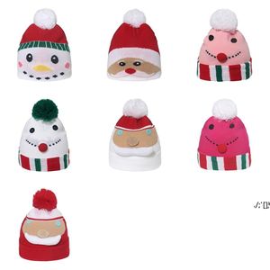 Kids christmas hats Santa Knitted Hat Winter Warm Tassel Ball Cartoon Reindeer Boys Girls Cap LLA10695