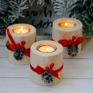 Christmas Candle Holders European Creative Simple Western Holidays Wooden Candlestick