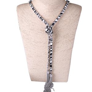 Pendant Necklaces 2021 Fashion Personality Zebra-print Pu Leather Necklace For Woman Exaggerated Long Woven Jewelry