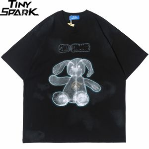 Hip Hop T Shirt Men 2021 Streetwear Drukuj X-Ray Bear Tshirt Krótki Rękaw Oversize Harajuku T-shirt Bawełniane lato Topy Tees Black P0806