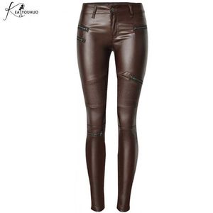 2020 Winter Stretch PU Leather Pants For Womens Black High Waist Casual Joggers Woman Trousers Plus Size Sweatpants Female Pants Q0801