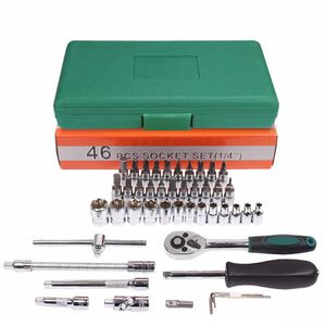 Auto Car Repair Tools 46pcs 1/4-Inch Socket Set Screwdrivers Cars Repairs Tool Ratchet Torque Wrench Combo Tooling Kit