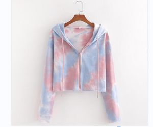 Casaco cardigã de design de moda outono feminino com capuz colorido arco-íris tie-dying casaco plus size SML