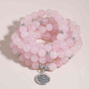 Oaiite Natural Stone Pärlor Armband Mala Yoga Halsband Rosa Jades Beads Armband för Kvinnor Mode Smycken Present