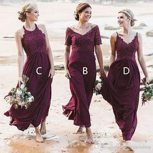 Boho Bury Nedime Elbiseleri 2022 Dantel Şifon Ayak Bileği Uzunluğu Özel Yapımı Artı Boyut Hizmet Eşyası Kısa Kollu Kısa Kollu Vestidos Beach Düğün