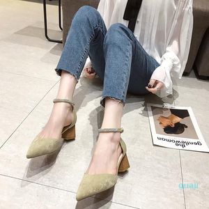 Dress Shoes High Heels Women Thick Heel Pumps Elegant Sandals Closed Toe Summer Office Work