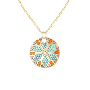 Colorido retro pingente colares de colar-rolos estilo étnico estilo diamante completo wisiorek