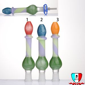 Accessori per fumatori in vetro da 10 mm con punta in acciaio inossidabile e clip in plastica per bong dab rig