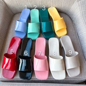 Mit Box Frauen Gummi High Heel Slide Sandale 5,5 cm Plattform Slipper Rosa Grün Candy Farben Outdoor Strand Slides Hausschuhe flip Flops Artikel