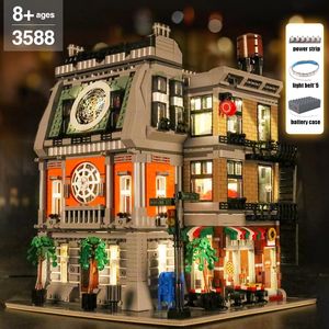 The Sanctorum Model Building Blocks LED Light Streetview Set Mould King 16037 MOC-37592 Bricks Kids Birthday Toys Christmas Gifts