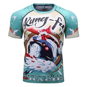 Men's T-Shirts Guangzhou High Quality Digital Printed MMA Tshirt Round-Neck Gym Rash Guard