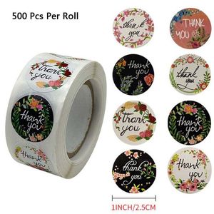 500pcs 8 Designs Floral Thank You Stickers 1inch For Wedding Favors Stationery Gift Wrap