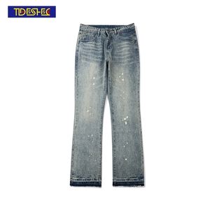 SHEC Snowflake Print Jeans Hip Hop Streetwear Мужчины Брюки прямые ноги весна осень повседневная мода 21111