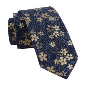 1 PC Fiore blu per uomo Regalo di San Valentino Inchiostro Cravatta in cotone stampato da uomo Elegante stile casual145cm X7cm