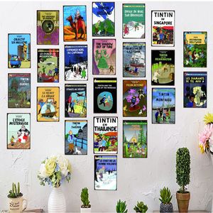 Tintin Cartoon Movie Tin Sign Metal Plate Iron Malowanie Kids Room Wall Bar Coffee Home Art Craft Decor Art Plakat 30x20cm