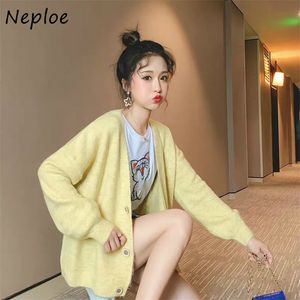 Koreanska Casual Women Cardigans Höst Solid Single Breasted Långärmad Sticka Tröjor Mode Kvinna Coats 1f245 210422