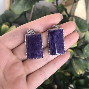 Wholesale dragon purple for sale - Group buy the Natural Purple Dragon Crystal Pendant Is Inlaid with Silver Selected Square Bare Stone Dark Color and Clear U464