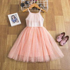 Yaz 2021 Yeni Prenses SleevelessDress Çocuk Giyim Tatlı Dantel Yıldız Elbise Balo Parti Elbise Giysileri Çocuk Kız Elegan Q0716
