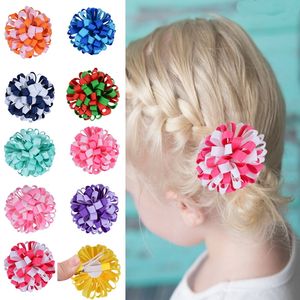 Kwiaty piłki Loopy Wstążka Bowknot Akcesoria Do Włosów Łuki Klipy Dziewczyna Dzieci Ponytail Holde Elastyczne Hairbands Bobles Krawaty Hairpins HD3236