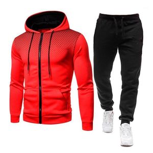 秋のスーツのスポーツウェア男性ポリエステル2個メンズ服カジュアルスウェットシャツ+パンツ3D印刷HOOトラックスーツ