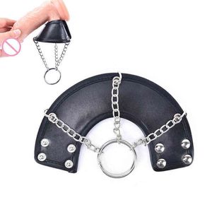 NXY Chastity Device Pene Cock Rings Black Pu Paracadute in pelle regolabile Ball Barella Scrotum Bondage Restraint Cockring Dispositivo maschile1221