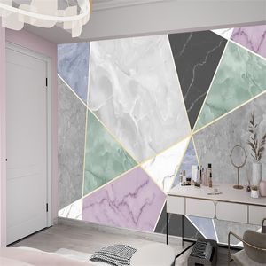 Carta da parati personalizzata Decorazione interna della casa Triangolo geometrico Marmo Moderno minimalista Stampa digitale HD Camera da letto Soggiorno Bella tela