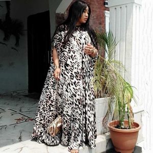 Roupas étnicas Vestidos africanos para mulheres 2021 Dashiki Summer Plus Size Leopard Long Maxi Dress Tradicional Fairy Loose Dreams