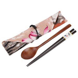 Wholesale spoon and chopstick for sale - Group buy Chopsticks Travel Suit Portable Tableware Wooden Cutlery Set Sushi Stick Friendly Chopstick And Spoon