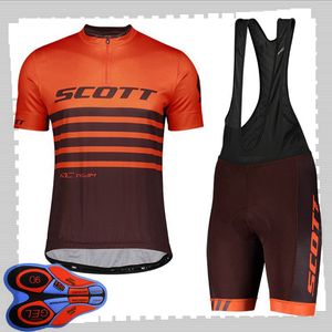 Scott Team Cycling Kortärmad Jersey (Bib) Shorts Set Mens Sommar Andas Väg Cykel Kläder MTB Bike Outfits Sport Uniform Y21041494