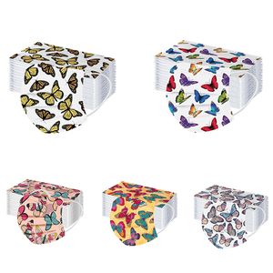 Adult Disposable Masks Butterfly Protective Breathable Three-layer Meltblown Fabric Printing Dust-proof Anti-fog Unisex Facemask