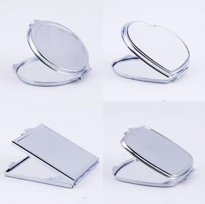 Neuer silberner dünner kompakter Taschenspiegel, leer, rund, herzförmig, Metall-Make-up-Spiegel, DIY-Kosmetikspiegel, Hochzeitsgeschenk