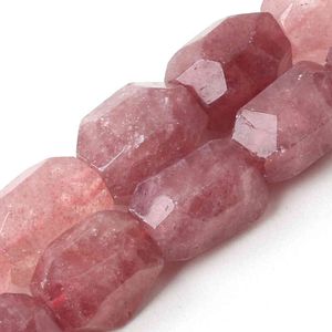 Whole Natural Stone Faceted Strawberry Quartz Oval Loose Crystal Gem Beads 10*20mm Size For Bracelet Necklace Making