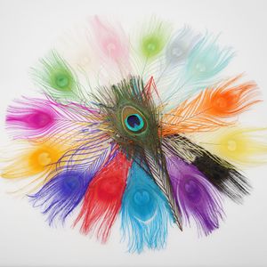 10st 25-30cm Party Decor Peacock Feather For Home Vase Flower Arrangemang Dekorativa Örhängen Huvudbonad Tillbehör Färgad Plumage Crafts