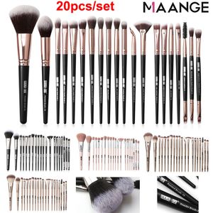 Makeup Brushes Set 20 Pcs Professional Travel Make Up Brush Foundation Eyeshadow Blush Brush Kabuki Blending Concealers Face Powder Eye Cosmetics Brushes Kit