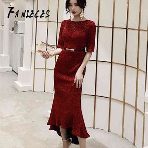 Formal occasions Sequin Black red Silver Dress Evening Party Sexy O Neck Long Bodycon Dresses Irregular Elegant ropa mujer