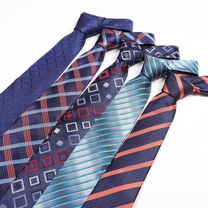 Stripe 8cm Neck Ties Jacquard Plaid Necktie Tillbehör Daglig Använd Cravat Bröllopsfestgåva till Man