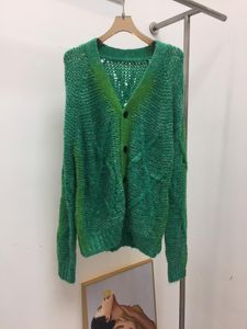 Kvinnors Knits Tees 2021 Winter Green Mohair Tie-Dye Gradient Cardigan Coat 0927