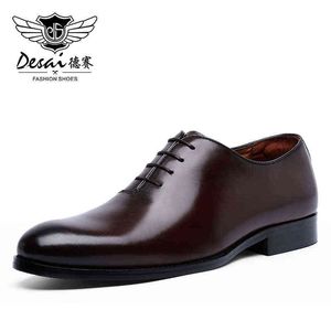 Desi Oxford Mens Dress Shoes Formal Business Lace-Up Couro Completo Couro Minimalista Sapatos Para Homens H1125