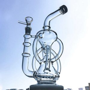 11 дюймов кальянов Inline Perc Percolator Recycler Bongs 14 мм совместное масло DAB буровые установки прозрачные стеклянные водопроводные трубы с миской