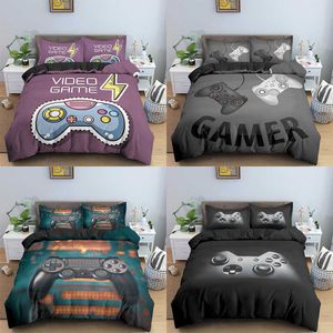 Teens Video Games Comforter Duvet Cover Set King Size Gamepad Controller Bedding for Kids Boys Girls Youth Game 210615