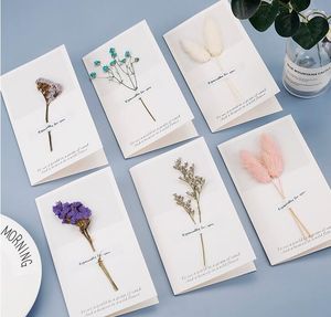 Flowers Greeting Cards Gypsophila dried flower handwritten blessing greeting card birthday gift cards wedding invitations DHL