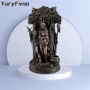 Yuryfvna 16cm Статуя смолы Греция Религия Celtic Triple Goddess Девичья Мать и Крона Скульптура Фигурка 220112