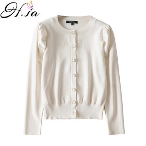 HSA Outono inverno inverno cardigans camisola mulheres O-pescoço de malha suéteres Único breasted sopruff manga selvagem malha casaco feminino 210417