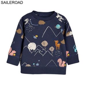Saileroad Boy Jumpers Осенние Рубашки Детская Спортивная Рубашка 2-7 лет Клюнеры Хлопковая одежда для детей 2111111