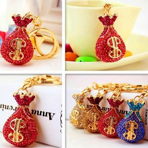 Härlig Rhinestone Crystal Purse Keychain KeyRing Money Bag Key Chain Ring Holder Alloy Keychains