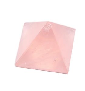 Natural Gemstone Crystal Pyramid Novelty Items Rose Quartz Point Chakra Reiki Healing Feng Shui Spiritual Energy Statue Figurine Decoration Arts and Crafts