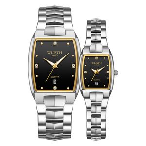 Fashion romantic couple wristwatches expression partner square steel band luminous quartz watch male 30m dwaterproof waterproof