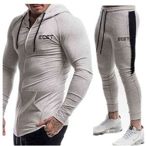 Brand men's fashion fall suit men's sports zipper sweatshirt + casual splicing sweat pants sports suit men's running suit G1209