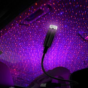 100 Pack Car Roof Projection Light USB Portable Star Night Lights Justerbar LED Galaxy Atmosphere Lighting Interior Projector Lamp för tak sovrumsfest